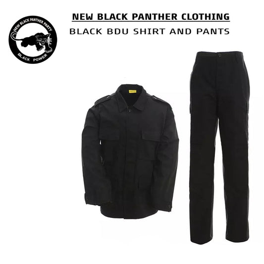 New Black Panther Clothing All Black Plain Military BDU Set